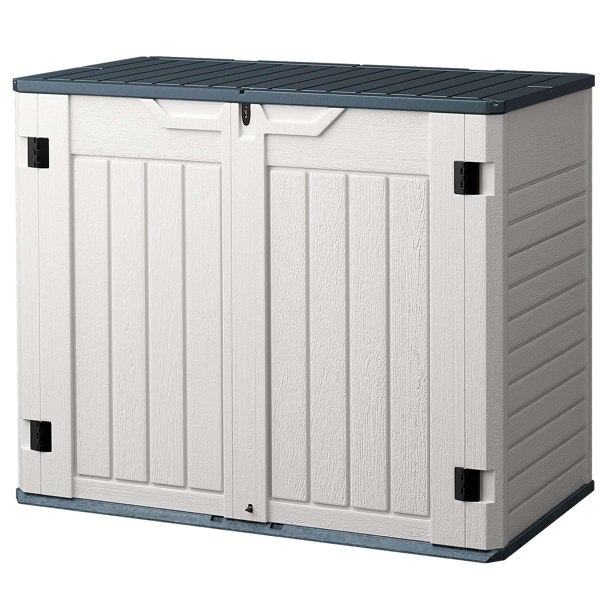 Homall 34 Cu Ft Resin Outdoor Storage Shed - Weatherproof Horizontal Tool Cabinet for Garden, Garage & Patio | Lockable Multi-Purpose Storage for Lawn Mowers, Trash Cans & Yard Tools | Perfect for Backyard Organization & Outdoor Equipment Protection