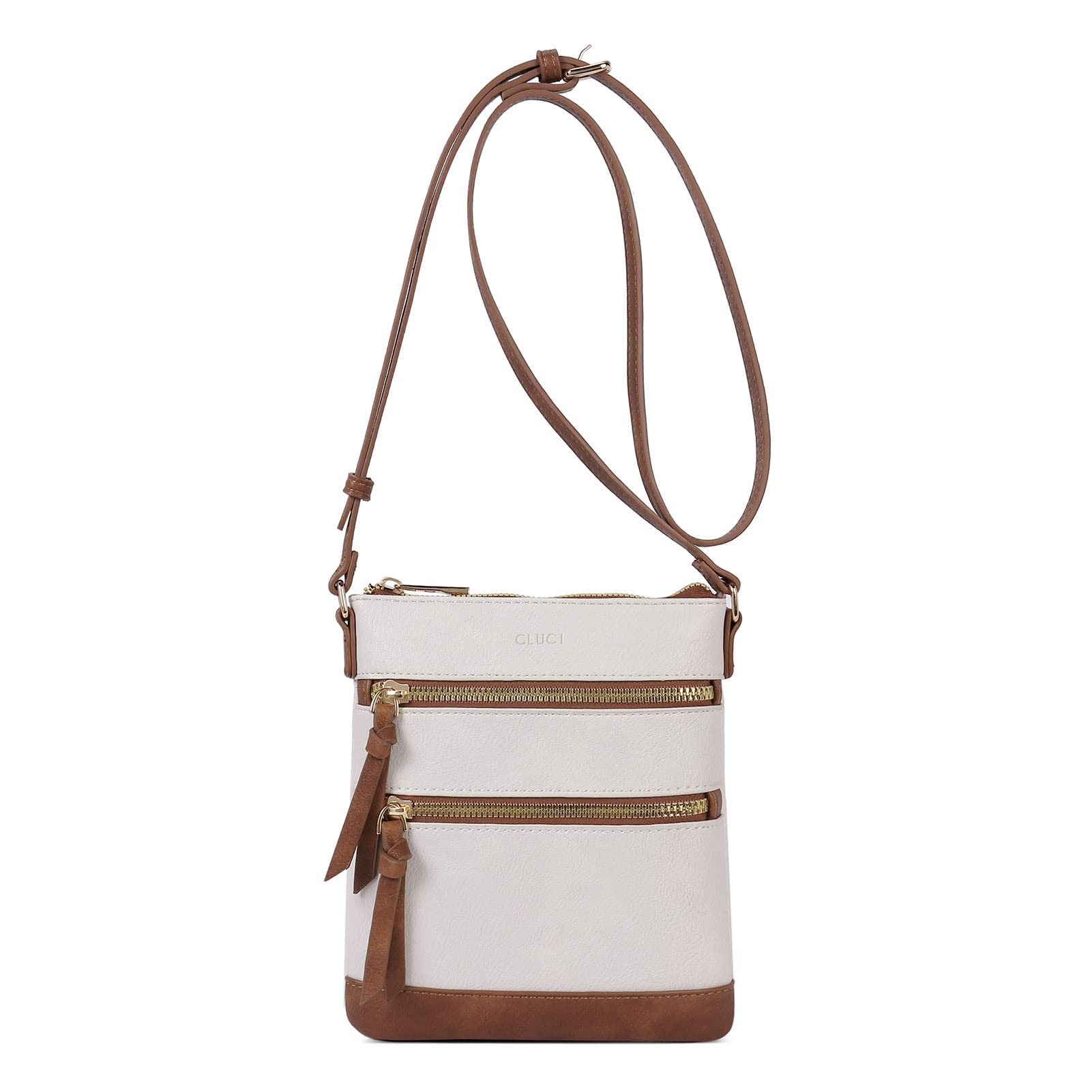 CLUCI Women's Leather Crossbody Bag with Adjustable Strap & Zipper Pocket - Medium Size Soft Shoulder Purse for Everyday Use, Travel & Shopping