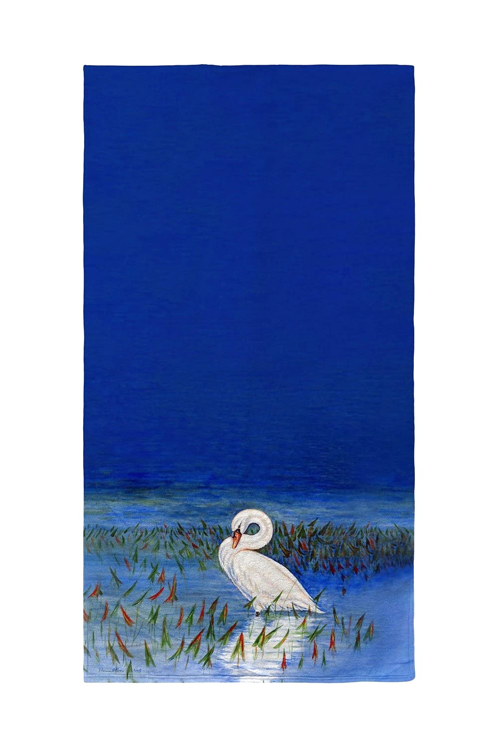 Betsy Drake Mute Swan Beach Towel - Large Soft Absorbent Quick-Dry Towel for Pool, Beach, Yoga & Gym - Elegant Swan Design Home Decor Gift