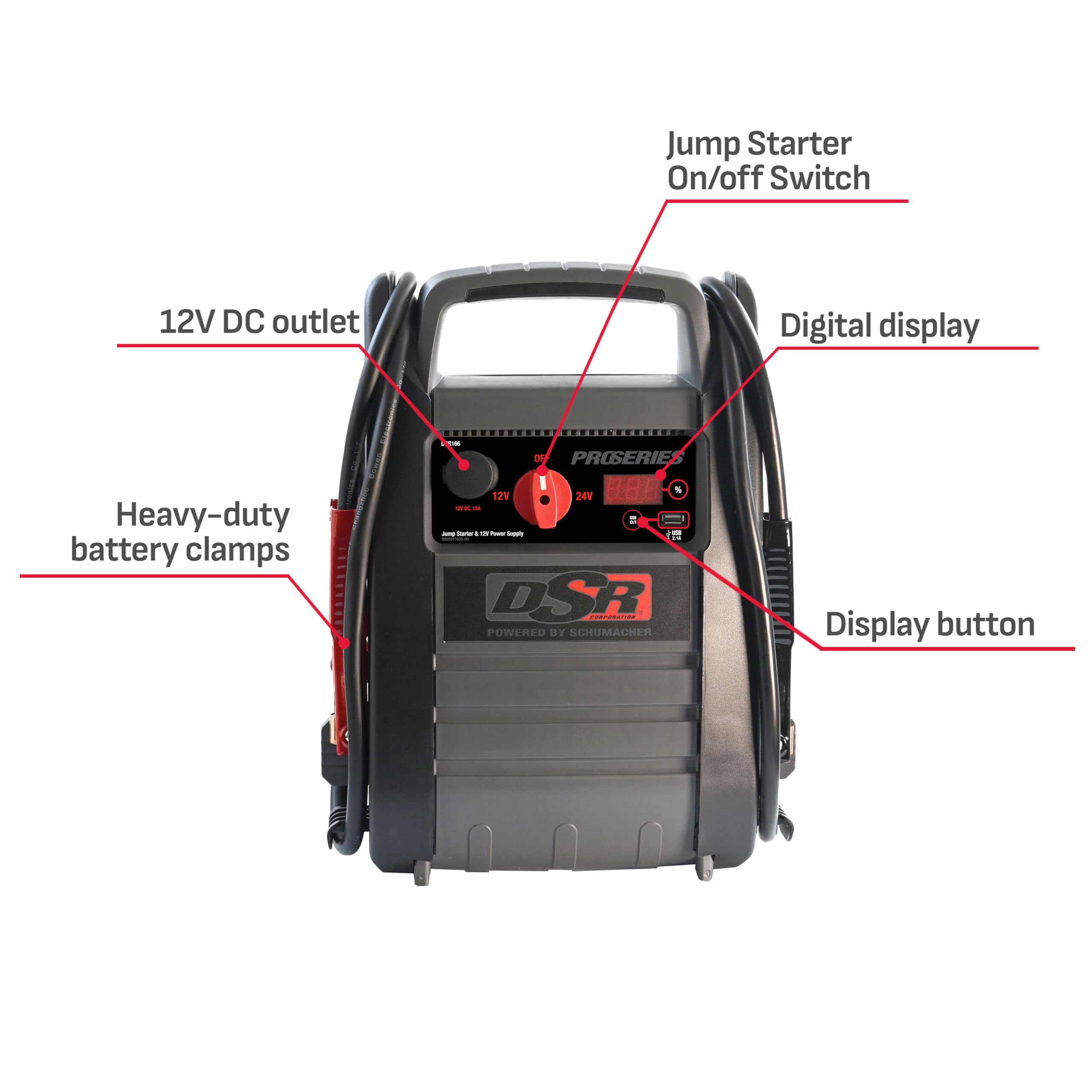 Schumacher DSR ProSeries 4400A Peak 12V/24V Car Battery Jump Starter - Heavy-Duty Booster Cables with Digital Display - Emergency Vehicle Jump Box & Portable Power Station for Trucks, SUVs, Boats - Perfect for Roadside Emergencies & Outdoor Adventures
