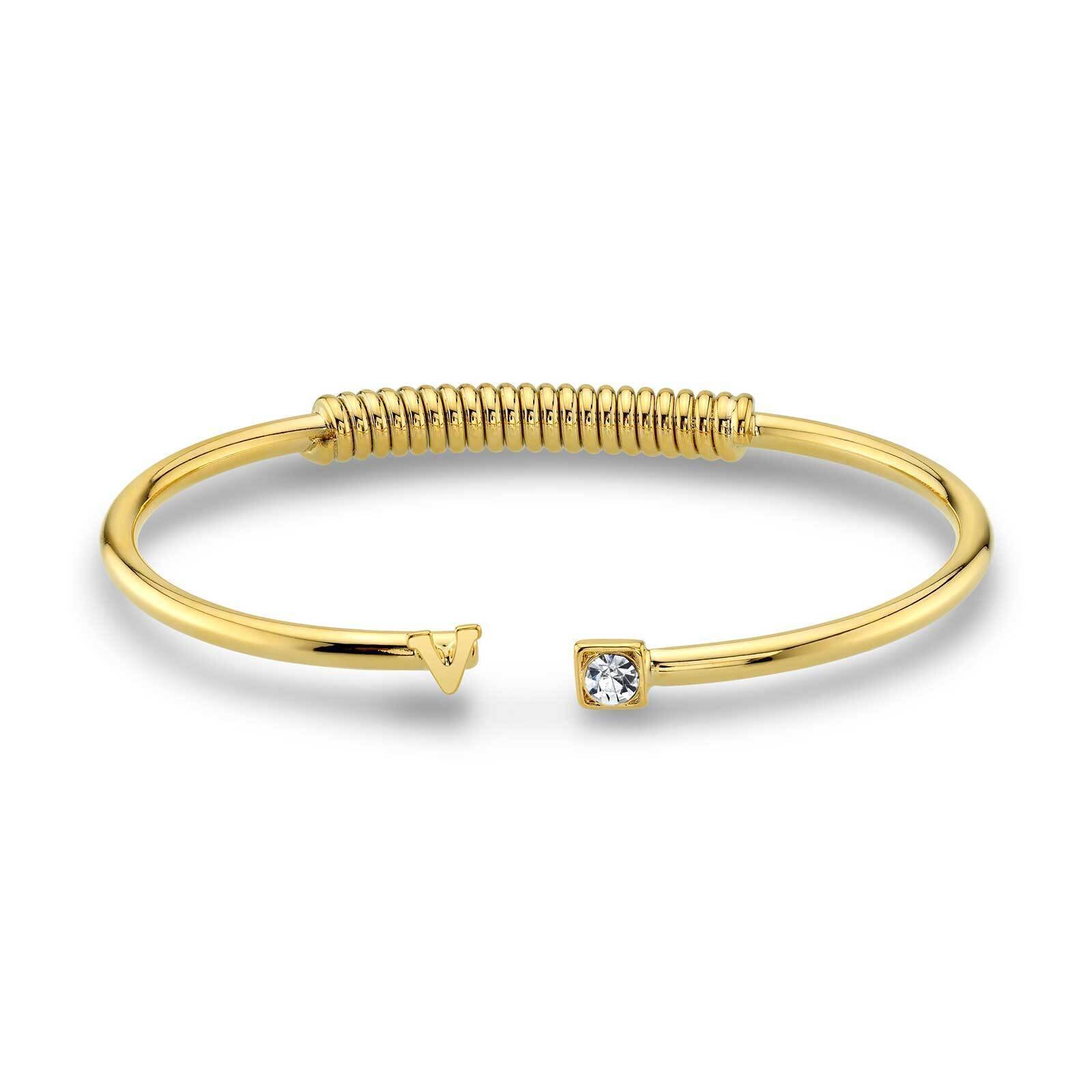 1928 Initial Cuff Bracelet with Crystal Accent - Personalized Letter Jewelry for Women, Perfect for Gifts, Parties, and Special Occasions