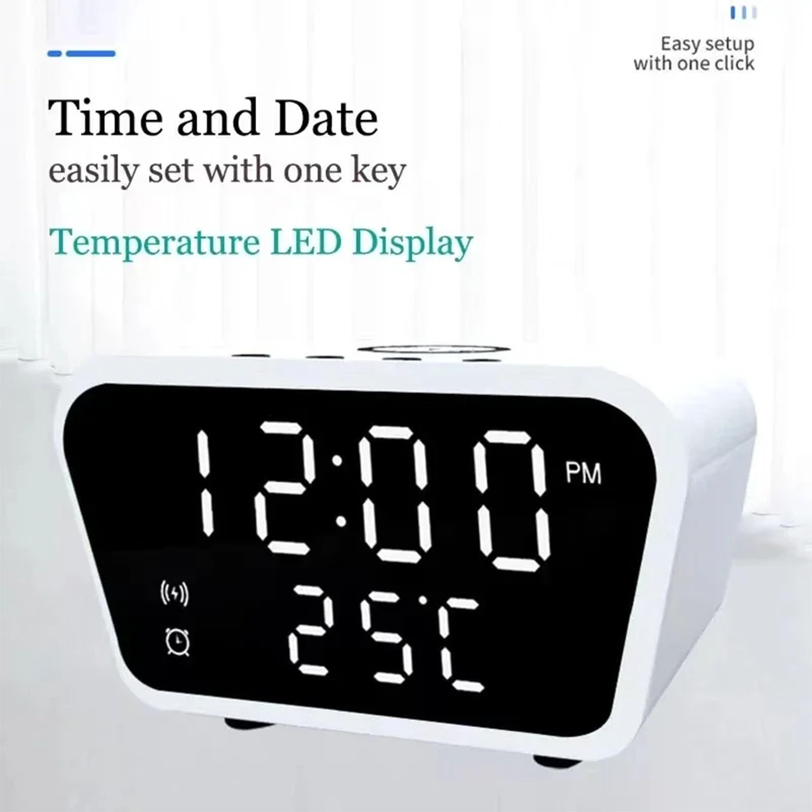 FKINGLRK Multifunctional LED Digital Alarm Clock with Wireless Charger & 1080P HD IP Camera - Home Security Surveillance, Bedroom Nightstand Companion, Office Desk Organizer