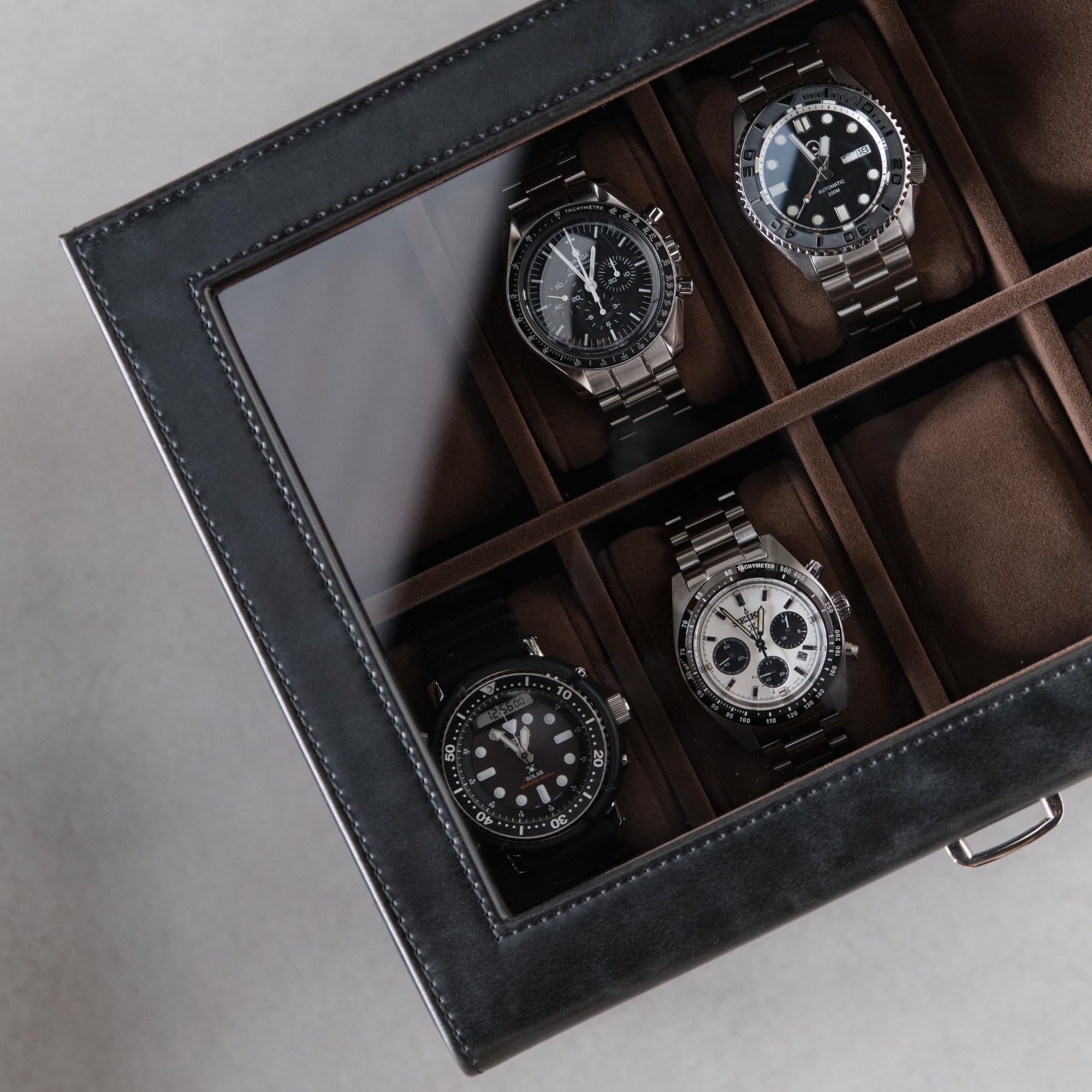 TAWBURY 8 Slot Watch Organizer Box with Storage Drawer - Premium Faux Leather Watch Case for Men | Luxury Watch Display & Storage Box with Valet Drawer | Perfect for Watch Collectors & Gift Giving