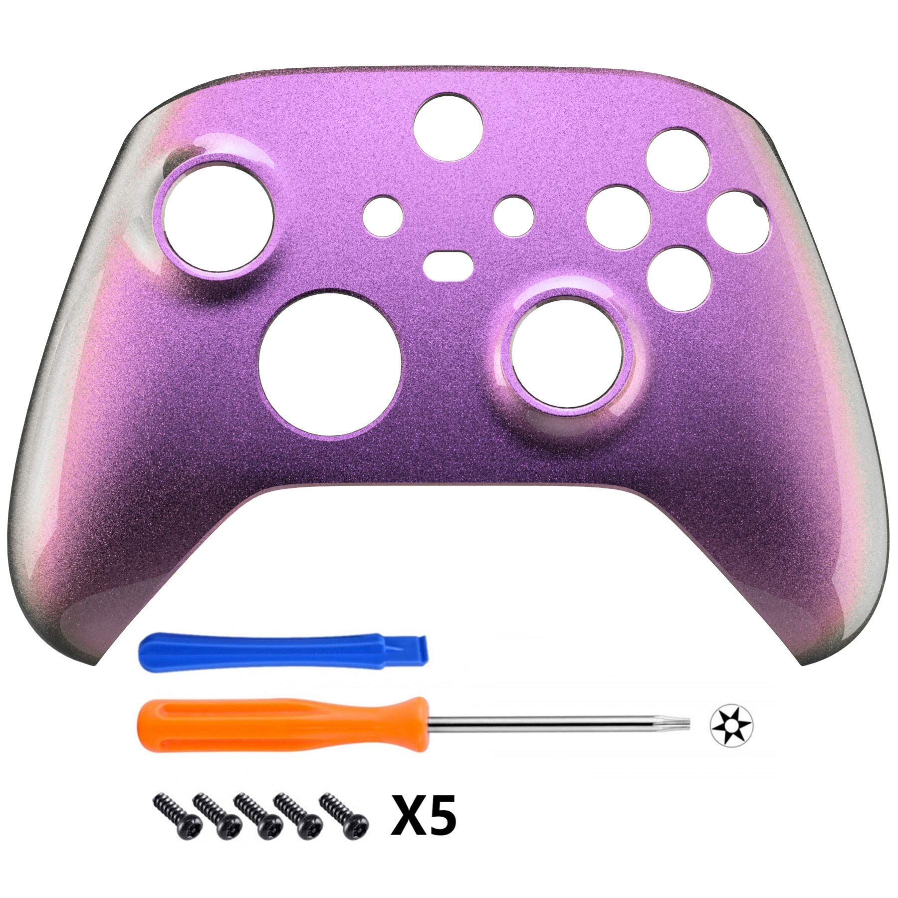 eXtremeRate Glossy Front Case for Xbox Core Controller - DIY Replacement Shell Cover Accessory Kit for Xbox Series X/S Controller Model 1914 (Gold Red) - Perfect for Gaming, Customization & Controller Repair - No Controller Included