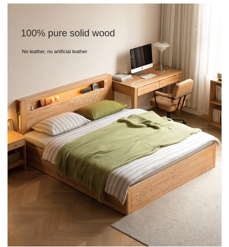Premium Oak Solid Wood Luminous Box Bed - Durable Nightstand with Glow-in-the-Dark Features for Bedroom, Guest Room, and Kids Room Decor