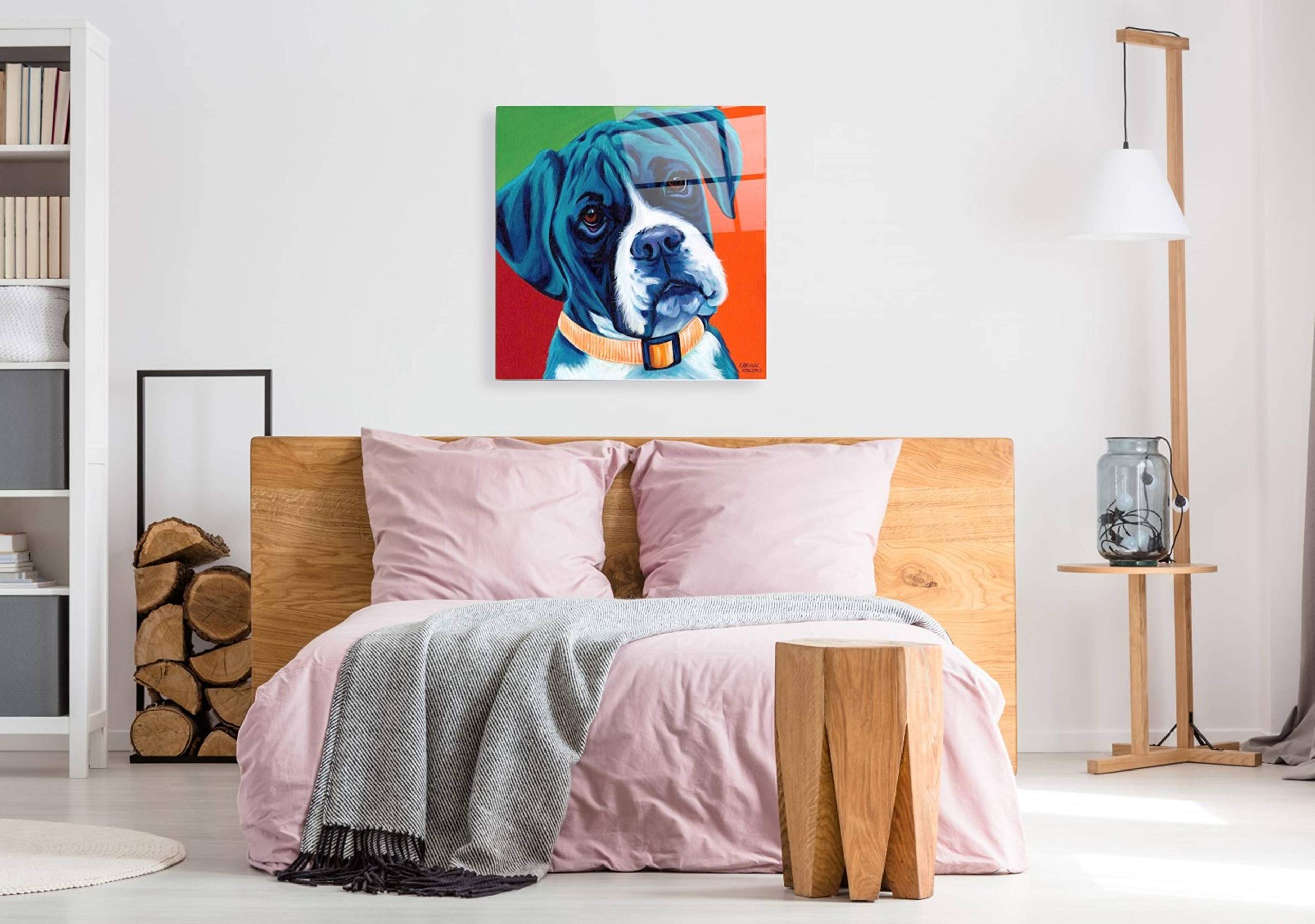 Epic Art 'Cute Pups I' by Carolee Vitaletti - 36x36 Inch Acrylic Glass Wall Decor - Vibrant Dog Painting for Living Room, Nursery & Office - Modern Pet Artwork for Home Decor