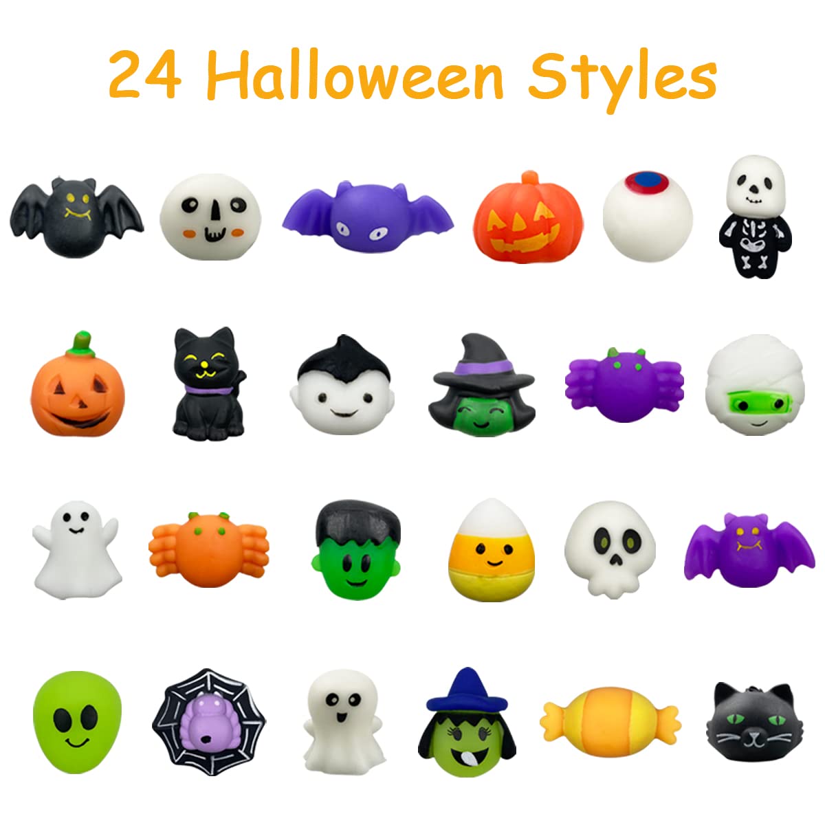 48 Pack Halloween Mochi Squishy Toys for Kids - Cute Kawaii Squishies Party Favors, Trick or Treat Bags, Classroom Prizes & Goodie Gifts (Pinkiwine) - Perfect for Halloween Parties, School Events & Trick-or-Treating Fun