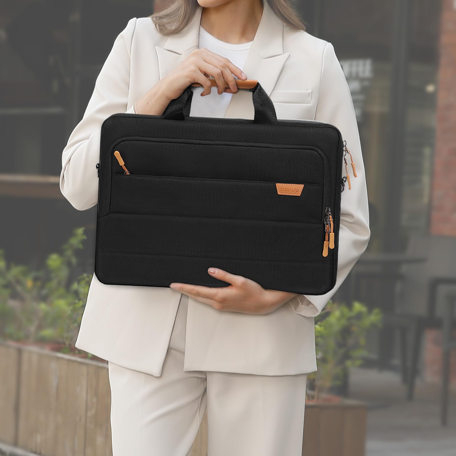MOSISO Laptop Shoulder Bag for Men & Women - Waterproof Messenger Briefcase with Multiple Pockets for 15.6 Inch Notebook - Perfect for Business Travel, Office Work and College Students