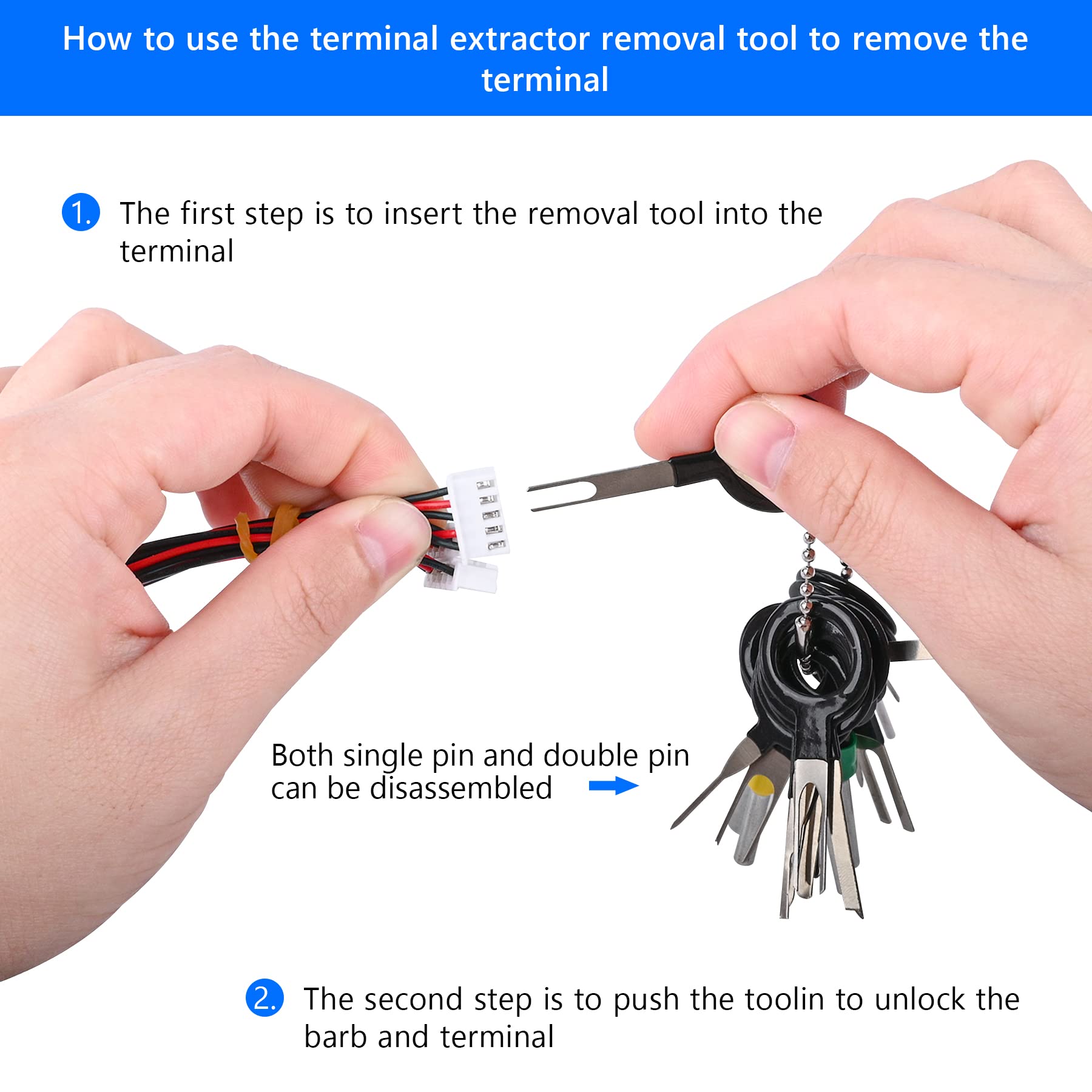 82pcs Terminal Removal Tool Kit - Wire Connector Pin Extractor Set for Electrical Wiring, Crimp Back Needle Removal Tools with Protective Bag | Ideal for Automotive, Electronics & DIY Repairs