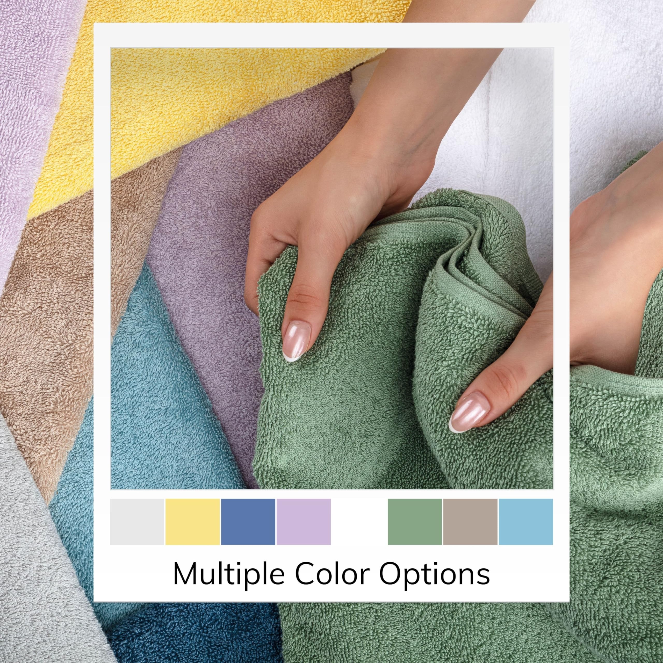 Luxury 100% Turkish Cotton Bath Towel Set of 4 - Ultra Soft, Highly Absorbent & Quick Dry - 27x54 Inches Spa & Hotel Quality Bath Towels for Bathroom - Perfect for Home, Gym & Vacation Use - Green