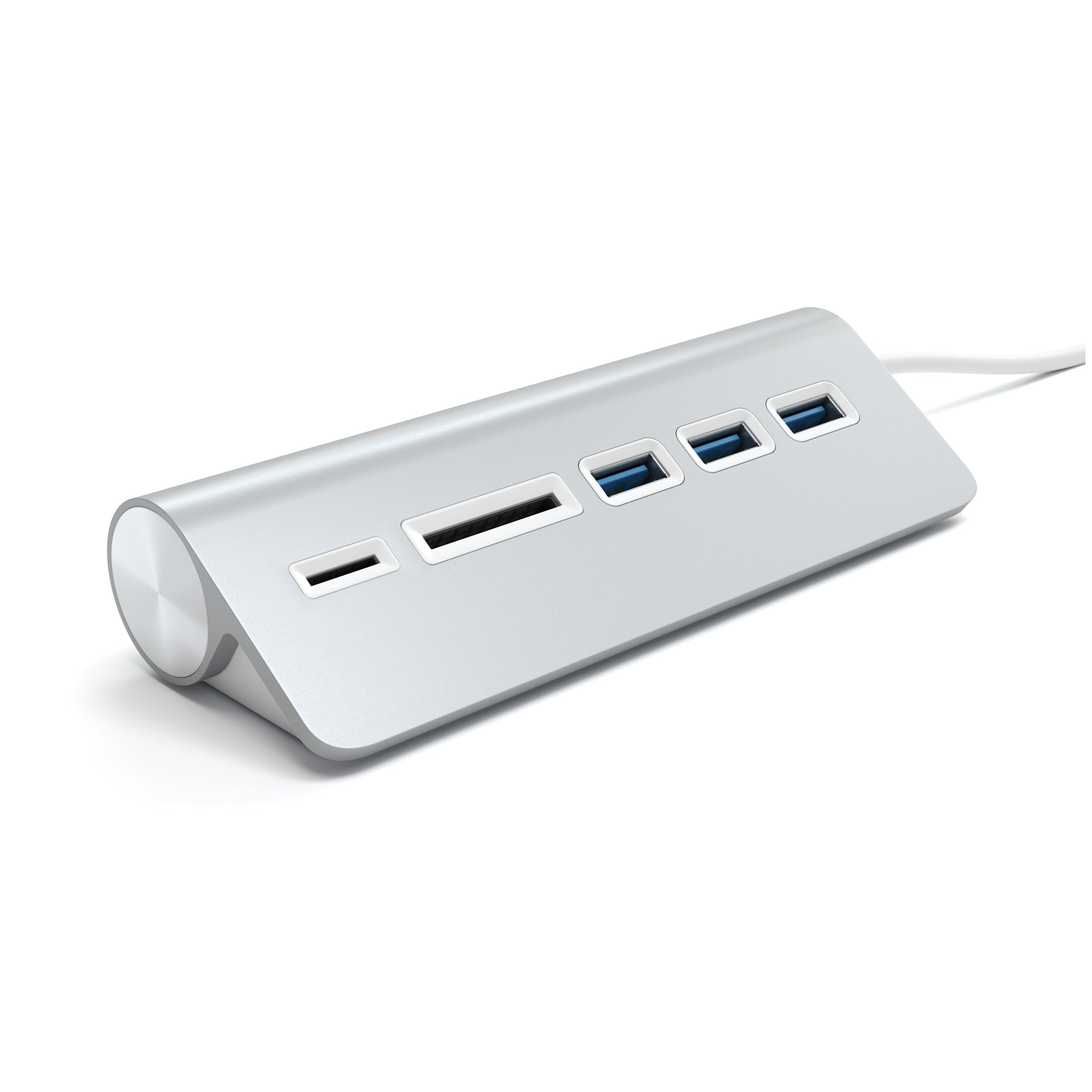 Satechi Aluminum USB 3.0 Hub & Card Reader with 4 Ports - Compatible with MacBook Pro/Air, iMac, Surface Pro, Dell XPS, Windows PC - High Speed Data Transfer for Photos, Videos, Files (Silver) | Perfect for Home Office, Travel & Digital Nomads