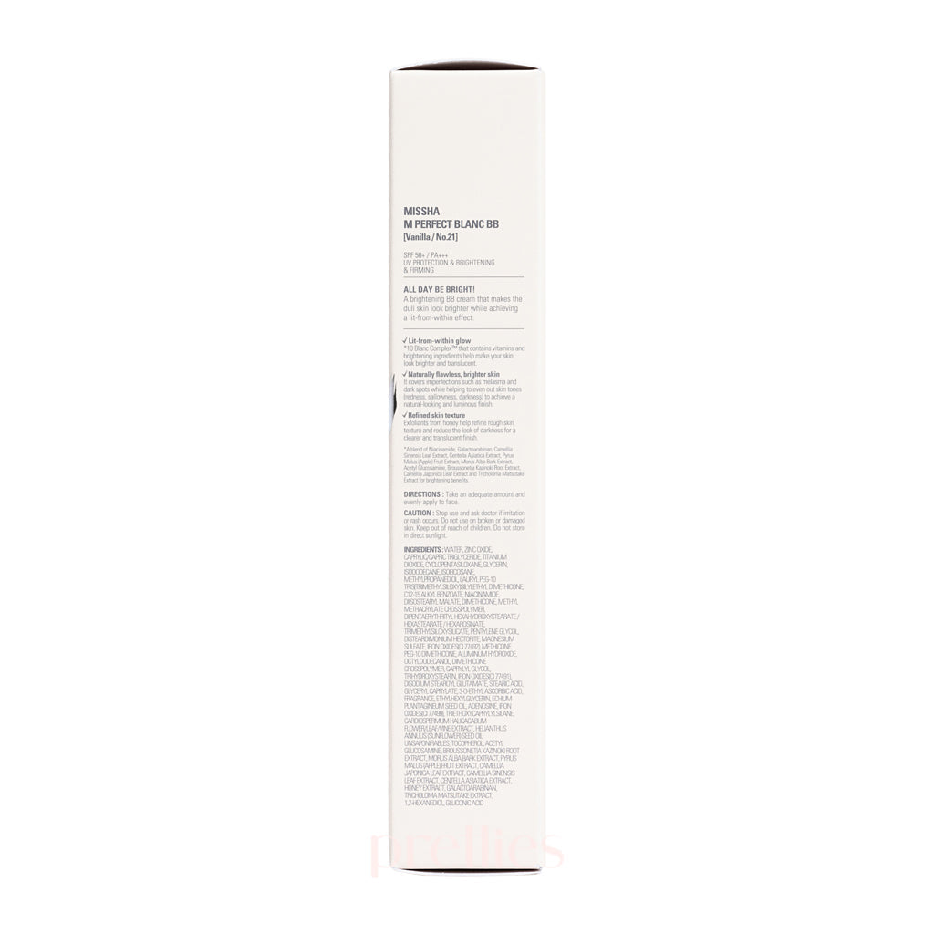 Missha M Perfect Blanc BB Cream SPF50+ PA+++ 40ml - No.21 Vanilla - Korean Beauty, Full Coverage, Moisturizing & Brightening - Perfect for Daily Wear & Sun Protection