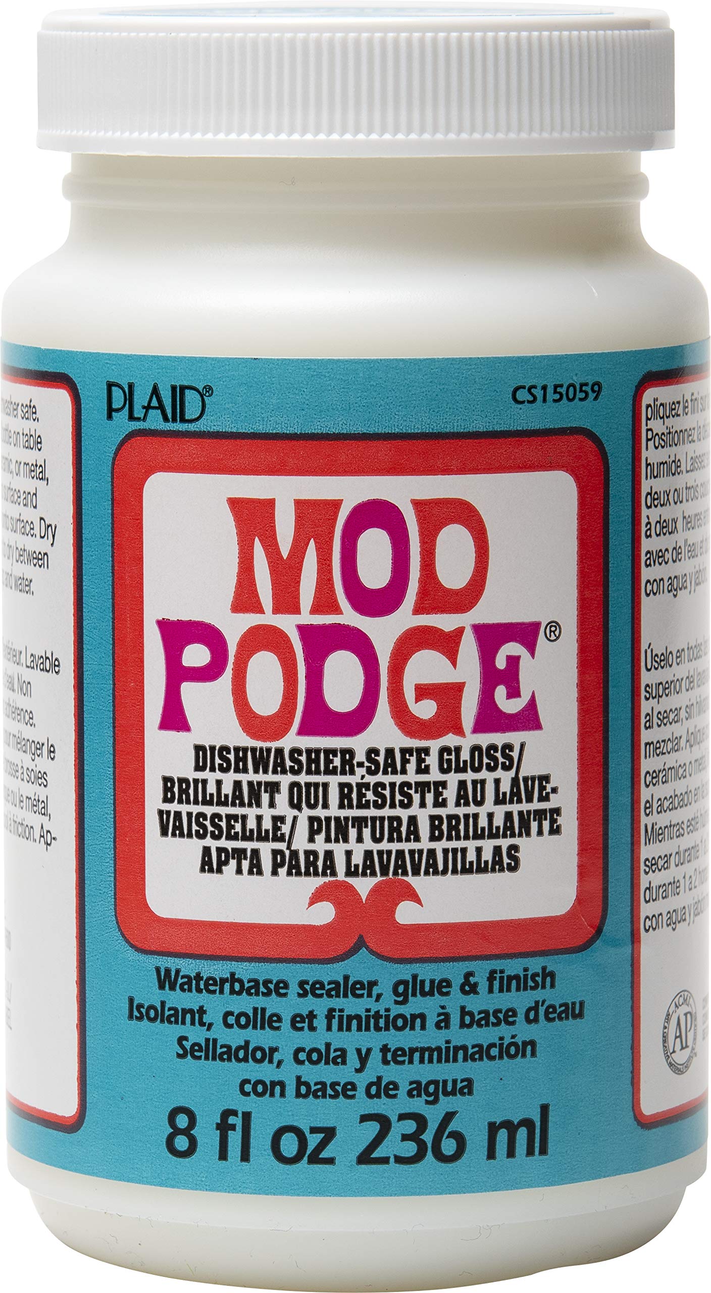Mod Podge Water-Based Sealer, Glue & Clear Finish - 8 oz Dishwasher Safe Glossy Craft Adhesive for DIY Projects, Scrapbooking & Home Decor