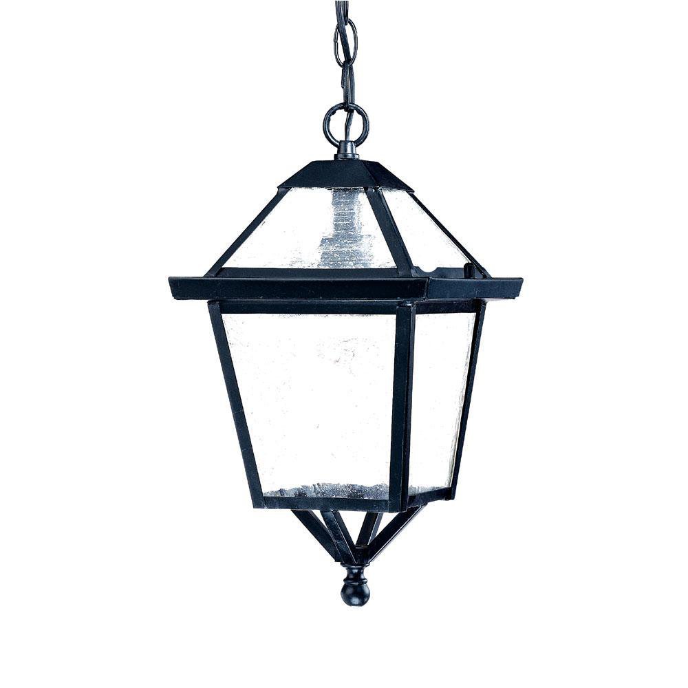 Acclaim 7616BK Bay Street Collection Matte Black Outdoor Hanging Lantern - 1-Light Exterior Fixture for Porch, Patio & Garden Lighting