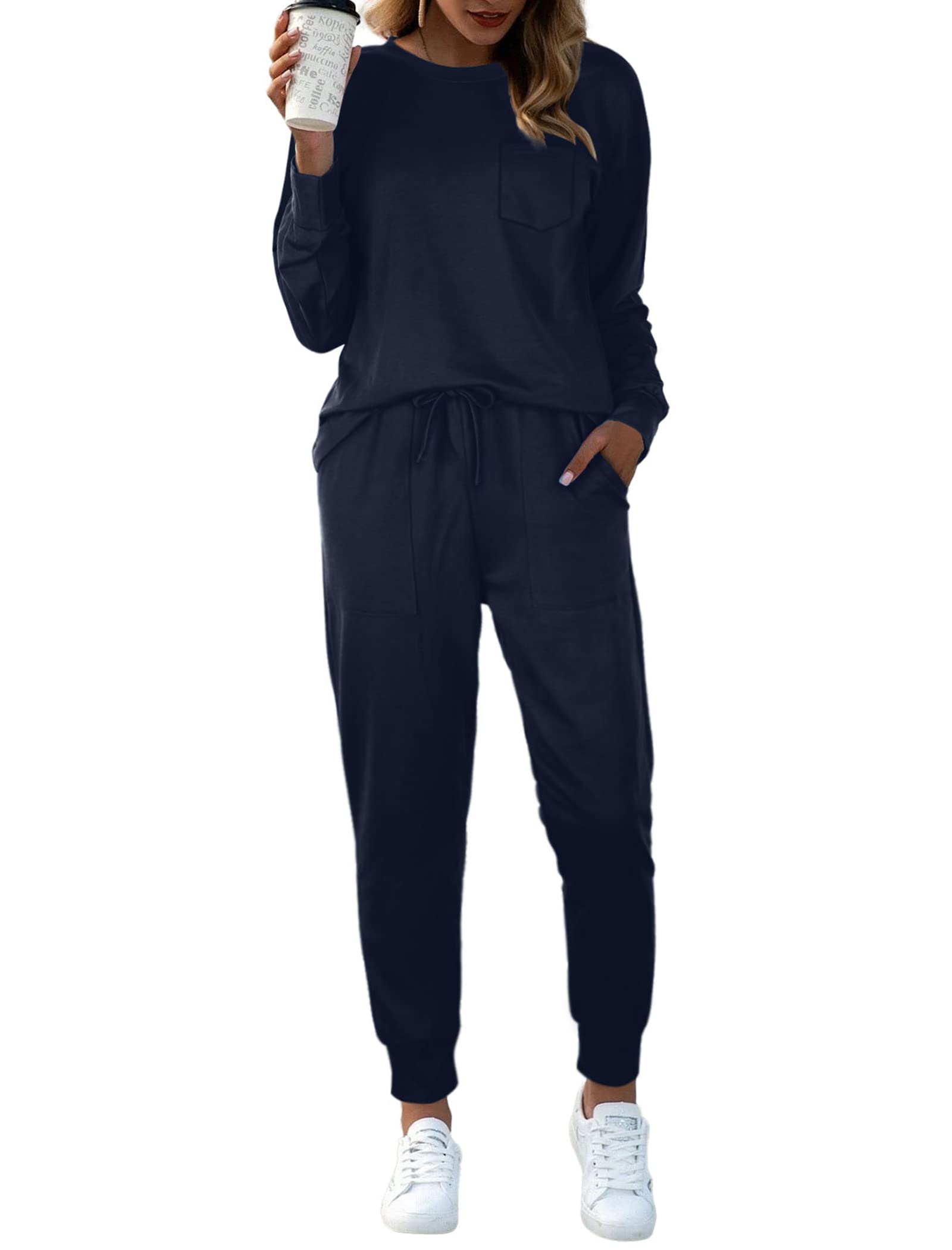 Bofell Women's Lounge Sets - 2 Piece Travel Outfits & Sweatsuits | Trendy 2024 Pajama Set for Home, Travel & Relaxation