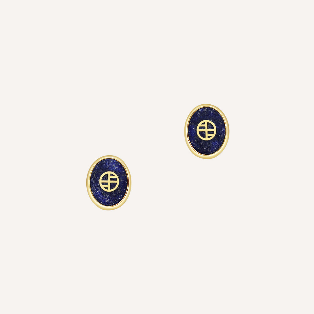 Bennett Lapis Stud Earrings - Genuine Lapis Lazuli Stone Studs for Women, Hypoallergenic Surgical Steel Earrings for Sensitive Ears - Perfect for Everyday Wear, Office & Special Occasions