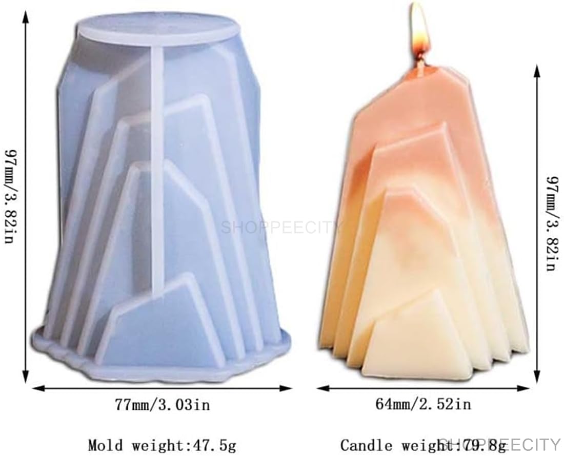 3D Mountain Range Silicone Mold for DIY Candles, Resin, Chocolate, Soap & Cake Decor - Abstract Geometric Pillar Mold for Handmade Crafts, Aromatherapy & Home Decor - Perfect for Wedding, Birthday Party & Holiday Gift Making