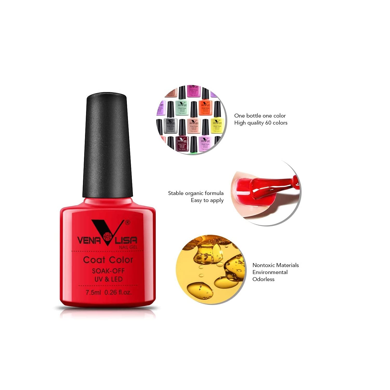 VENALISA #42 Gel Nail Polish 7.5ml - Soak Off UV LED Nail Gel for Manicure & Nail Art - Salon Quality Long Lasting Gel Polish - Requires UV/LED Light to Cure - Perfect for Home Nail Care & Professional Salon Use