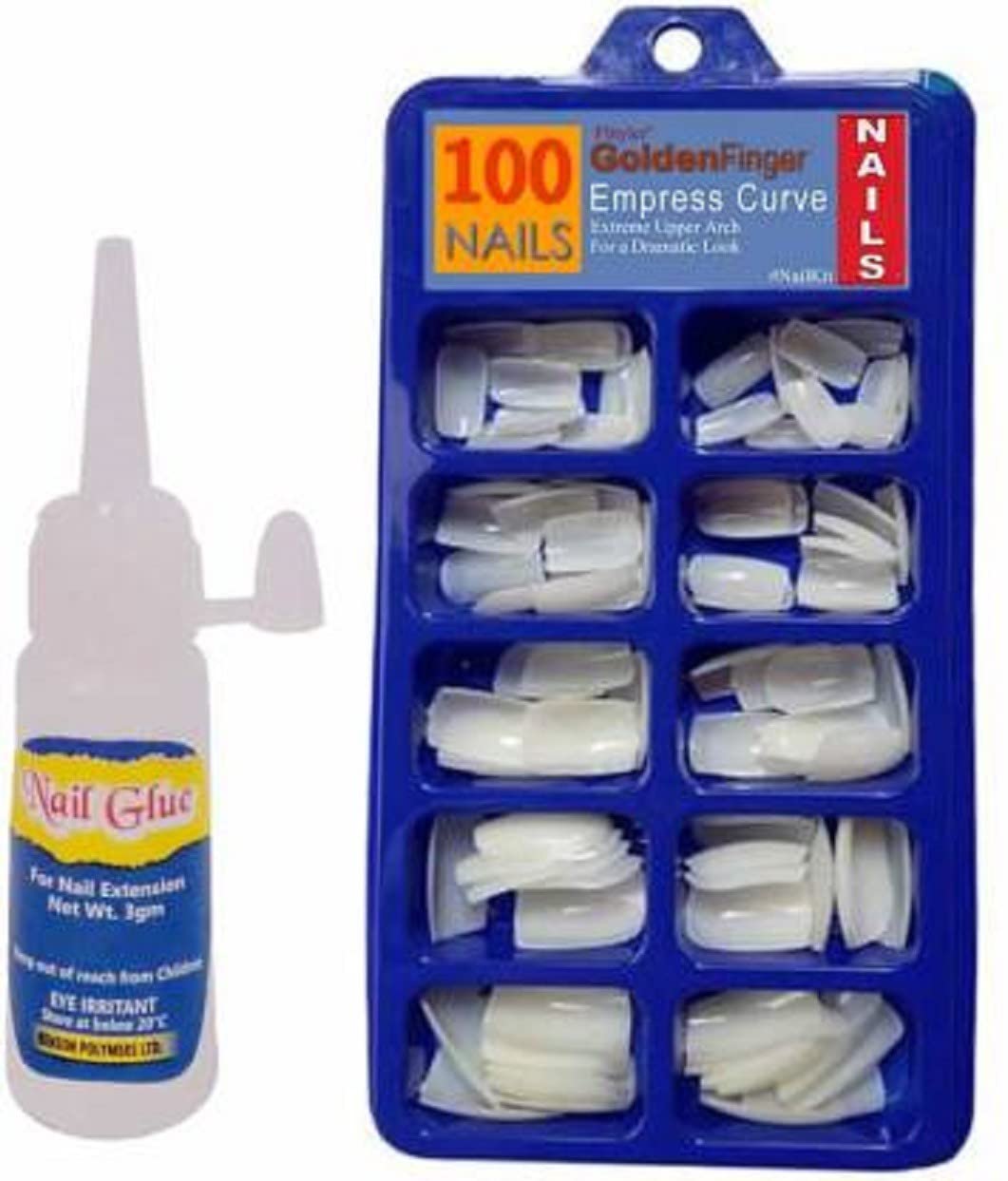Premium MICHKII Artificial Nails for Women - 100pcs White Fake Nails with Super Glue 3g | Acrylic Press on Nails for Manicure, Parties, Weddings & Special Occasions