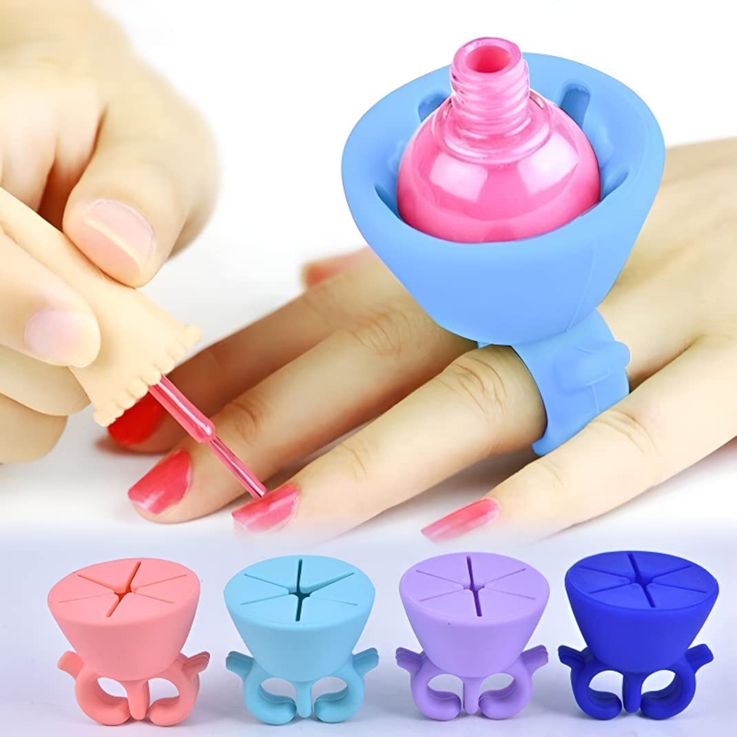 VENIVA Lightweight Nail Polish & Lipstick Holder for Women - Silicone Anti-Spill Bottle Stand, Wearable Nail Polish Organizer | Perfect for Salon, Home Manicures & Travel Makeup Organization