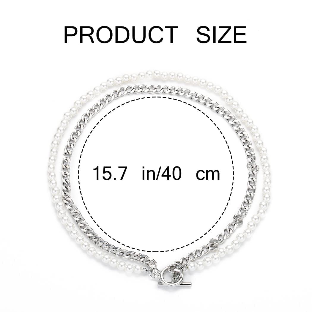 Elegant Uranian Layered Pearl Choker Necklace - Silver Double Chain Fashion Jewelry for Women | Perfect for Parties, Weddings & Evening Events
