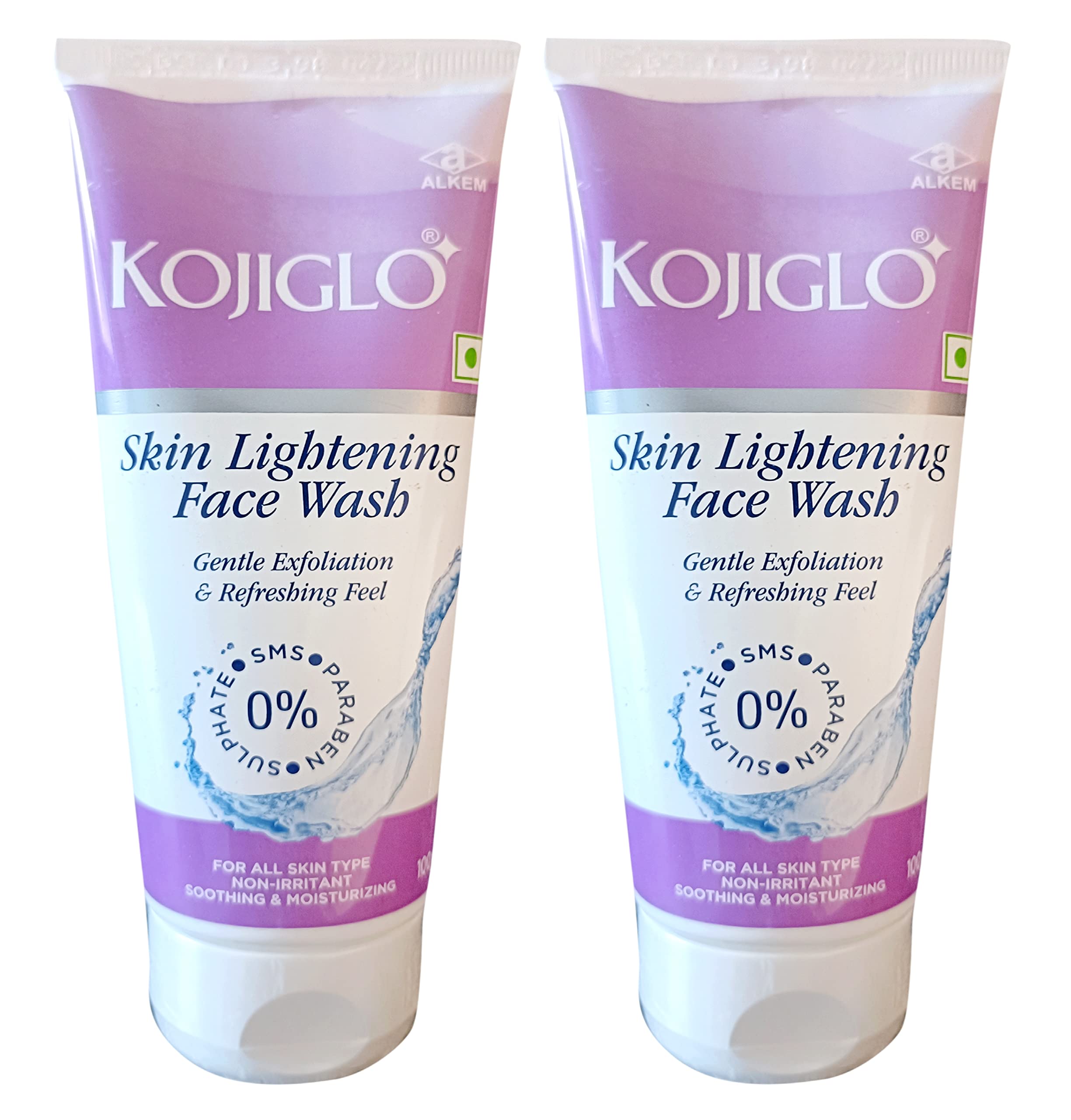 Kojiglo Skin Lightening Face Wash for Brightening & Glowing Skin - 2 Pack (100ml Each) - Gentle Cleanser for Dark Spots, Acne & Uneven Tone - Perfect for Daily Skincare Routine & Nighttime Use