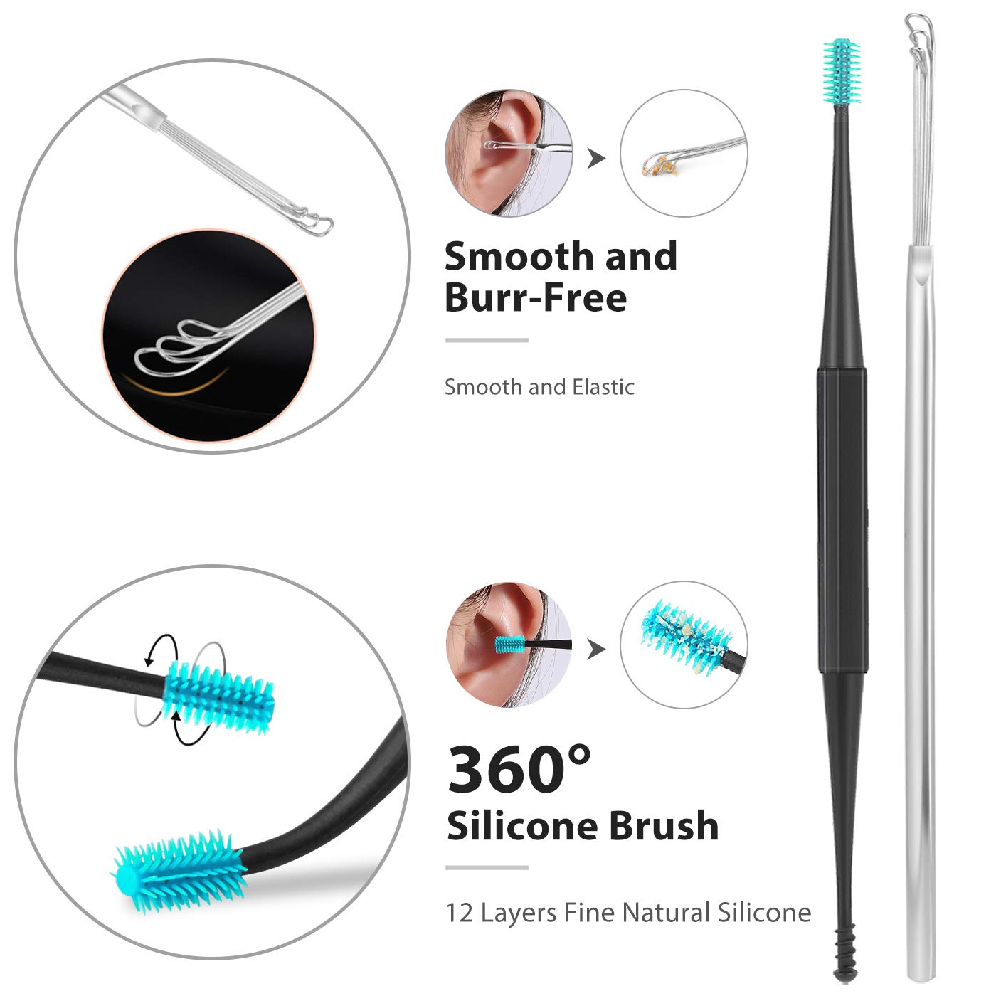 Ear Wax Removal Kit - 5-Level Adjustable Suction USB Rechargeable Ear Vacuum Cleaner with Soft Silicone Tips for Safe Ear Cleaning at Home, Perfect for Adults & Travel Use