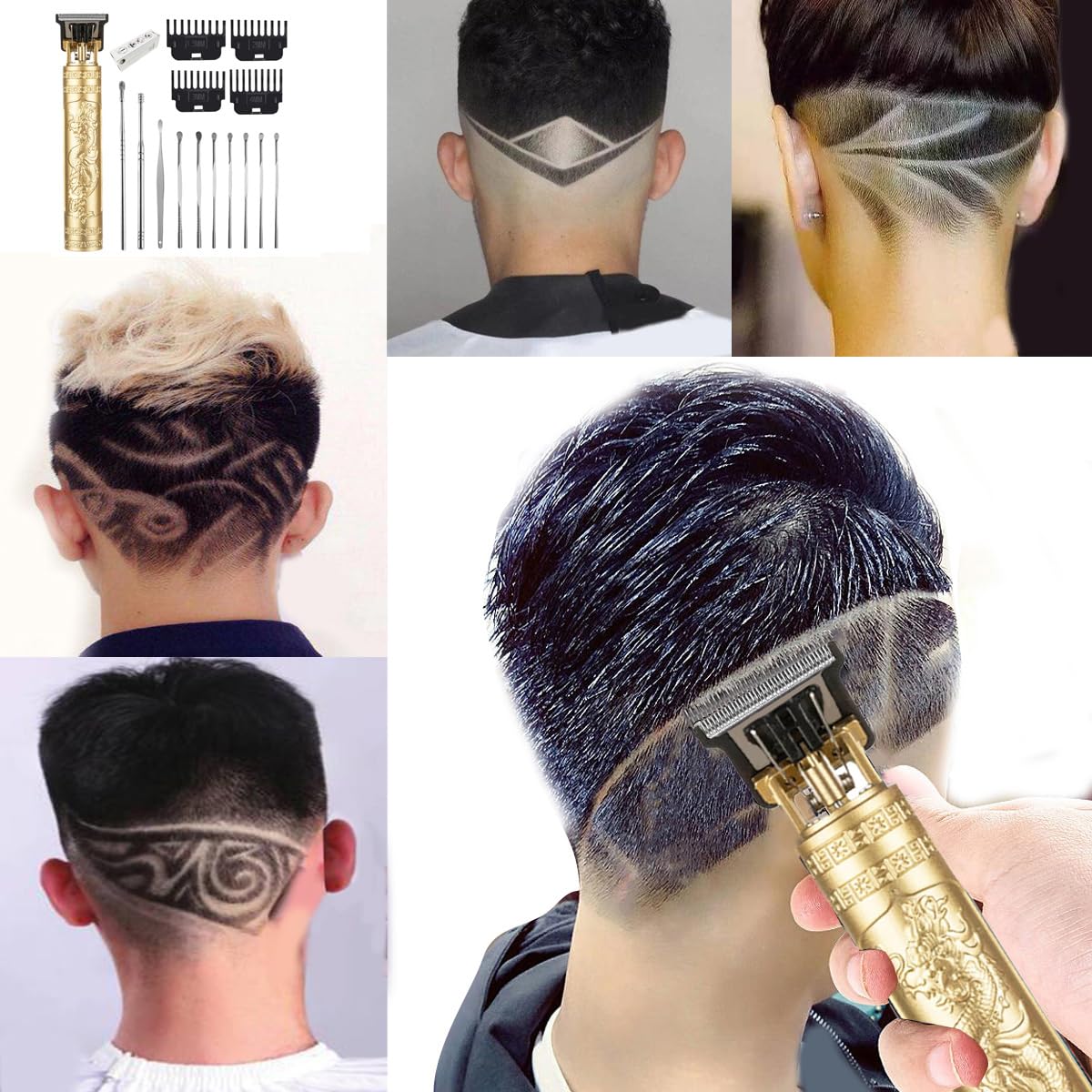 Professional Cordless Hair Clippers for Men - Rechargeable Hair Trimmer with 10 Attachments (Including Earpick) - Perfect for Home Haircuts, Beard Trimming & Personal Grooming