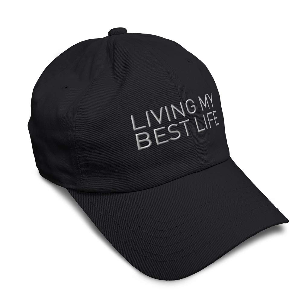 Soft Baseball Cap with 'Living My Best Life' Embroidery - Stylish Twill Cotton Dad Hats for Men & Women - Perfect for Outdoor Activities, Sports & Casual Wear