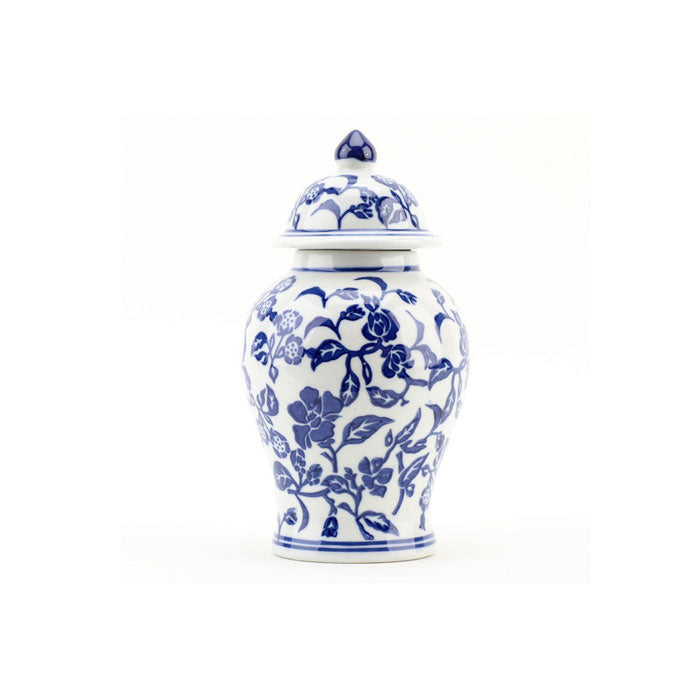 Blue Floral Mini Temple Jar Candle Holder - Elegant Home Decor for Boho, Farmhouse & Wedding Centerpieces - Perfect for Aromatherapy, Relaxation & Romantic Ambiance