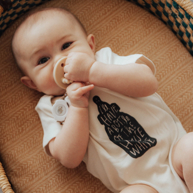 Finn & Emma Organic Cotton Graphic Bodysuit - Soft White - Perfect for Baby's Playtime, Outings & Photo Shoots