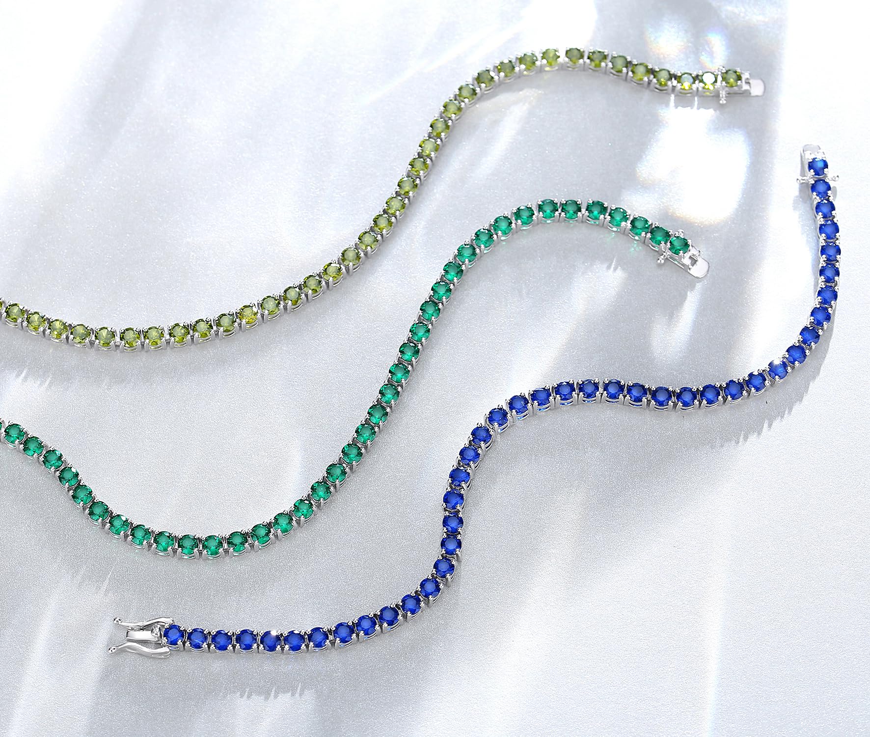 FANCIME Sterling Silver Birthstone Tennis Bracelet - 7.2 Inch 4mm Width Gemstone Jewelry for Women | Perfect Wedding, Bridal, Prom & Birthday Gift for Her