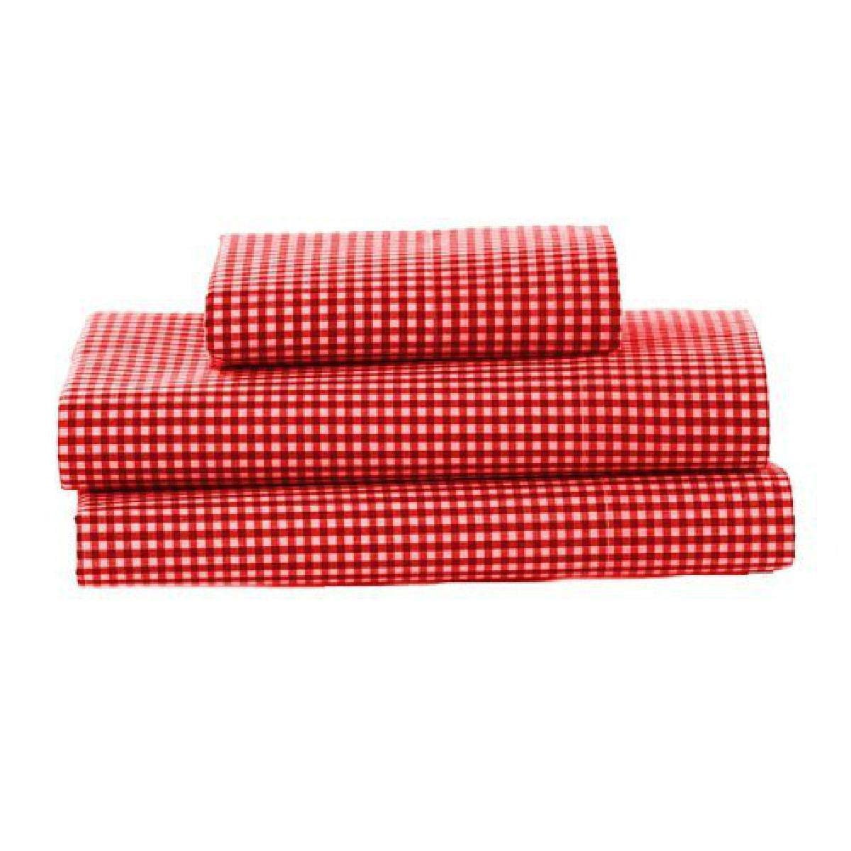 BKB Gingham Toddler Sheet Set - Soft 100% Cotton Crib Bedding for Boys & Girls - Red Plaid Design - Perfect for Nursery, Daycare & Travel (Fits Standard Toddler Mattresses)