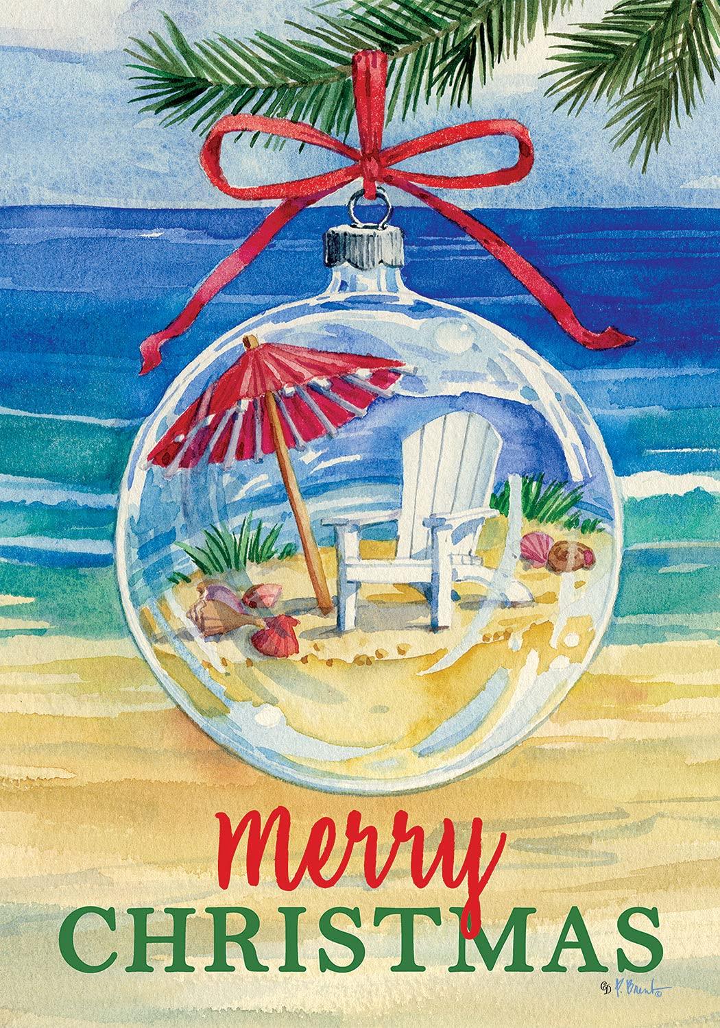 Coastal Christmas Garden Flag - Merry Holiday Decorative Yard Flag for Outdoor & Indoor Seasonal Decor - Perfect for Porch, Lawn, and Patio