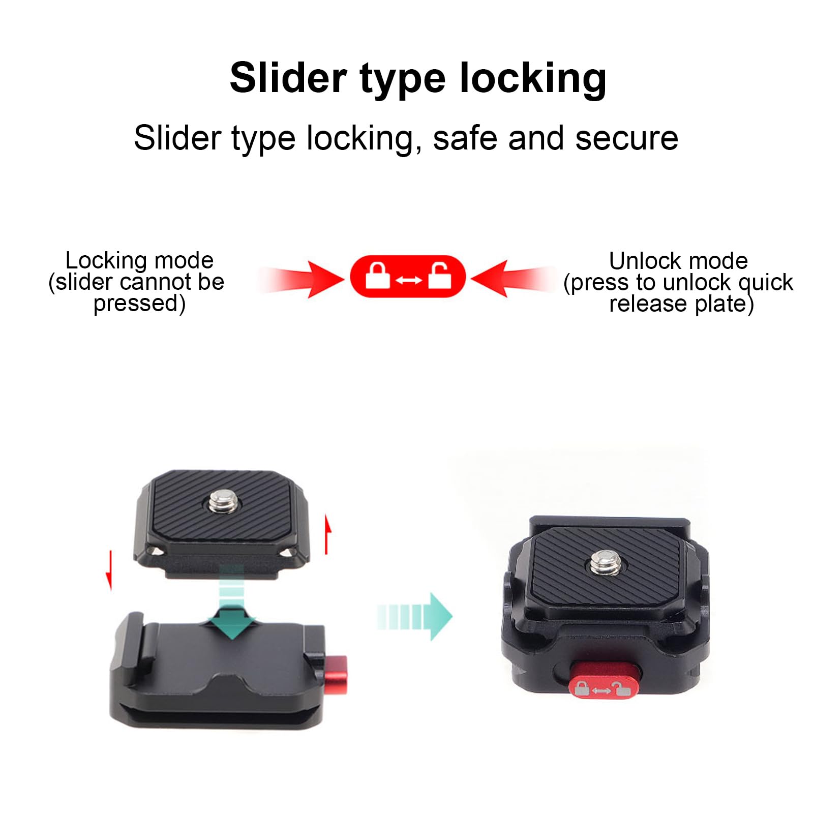 Quick Release Plate for DSLR Cameras - Aluminum Camera Mount Adapter for Tripods, Stabilizers & Ball Heads - Secure & Durable for Photography & Videography