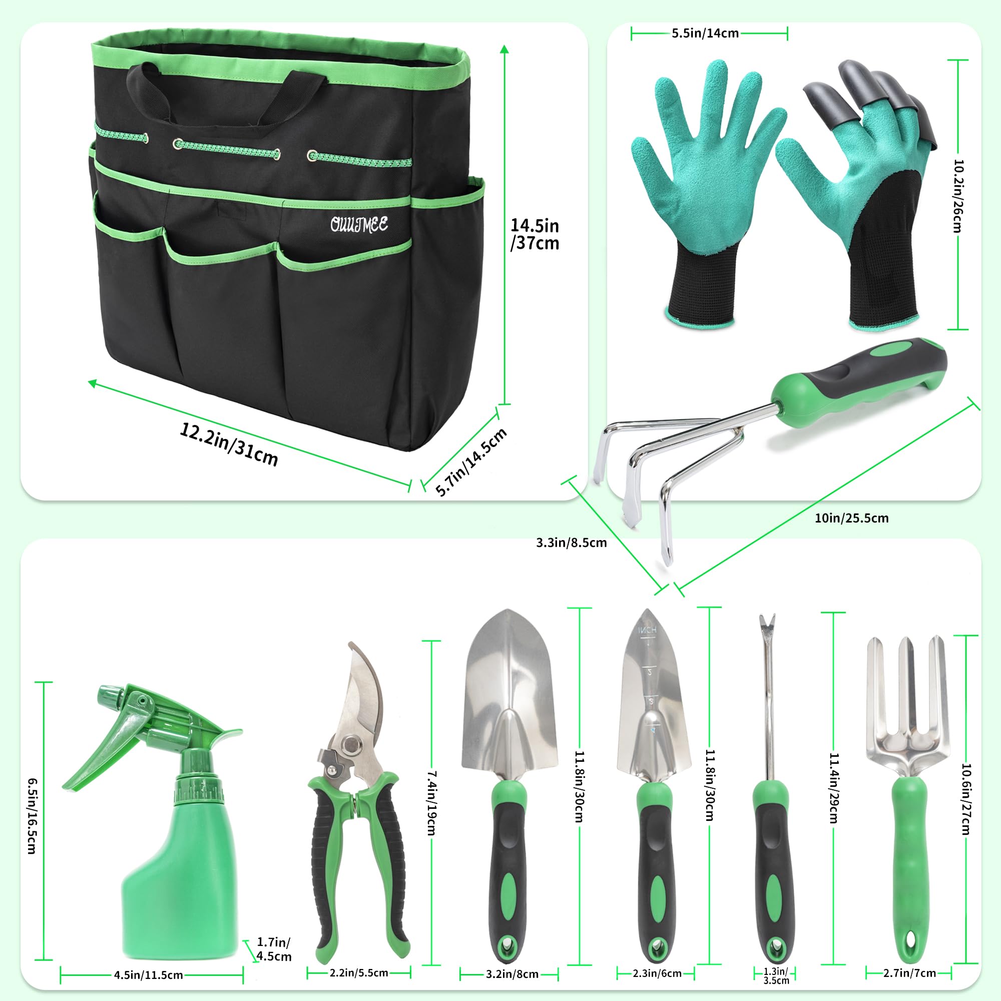 Premium Heavy Duty Stainless Steel Gardening Tool Set with Storage Bag & Gloves - 9-Piece Complete Kit for Planting, Weeding & Landscaping | Perfect for Home Gardeners, Backyard DIY & Outdoor Enthusiasts