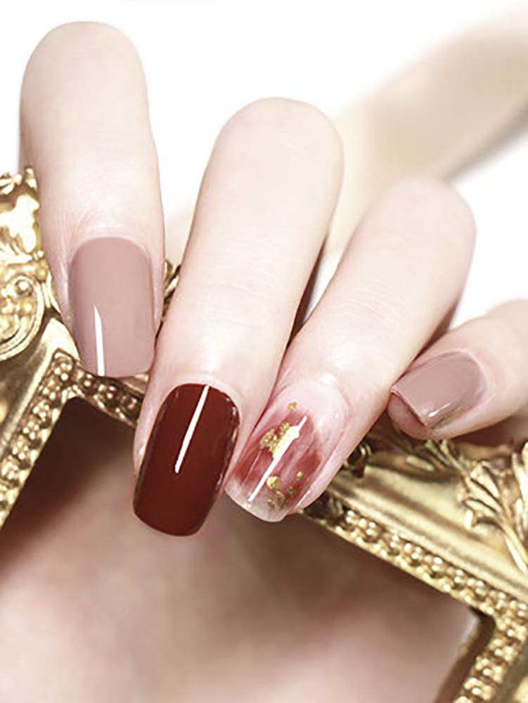 22PCS Double-Ended Nail Polish Strips - 100% Real Nail Polish Sheets with Shimmer Finish (Caramel Brown) | Nail Wraps & Patches for DIY Manicure at Home, Salon, Party & Special Occasions