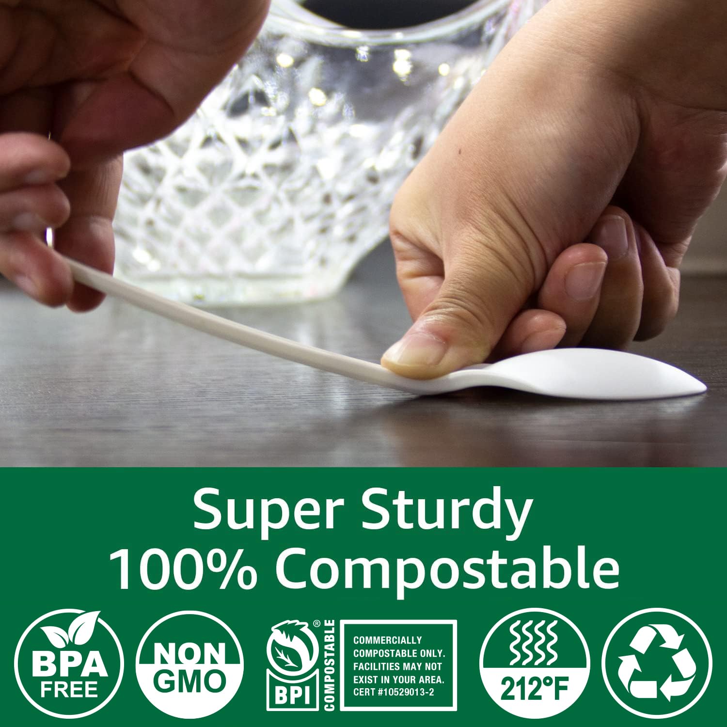 Eco-Friendly 100% Compostable Heavy Duty Flatware Set - Biodegradable Knives, Forks & Spoons for Parties, Weddings, BBQs, Picnics & Camping | Sustainable Plastic-Free Utensils for Outdoor Dining & Events