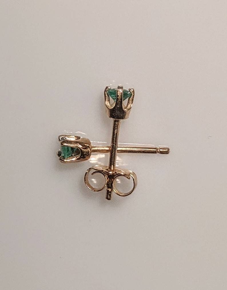 Genuine 2mm & 5mm Round Emerald Stud Earrings in Solid Sterling Silver or 14K Gold - Dainty Tiny Earrings for Kids & Adults - Perfect for Everyday Wear, Gifts & Special Occasions