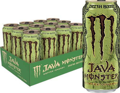Java Monster Irish Blend Coffee Energy Drink - 15oz (Pack of 12) | Caffeinated Boost for Workouts, Study & Long Drives | Smooth Coffee Flavor with Energy Kick