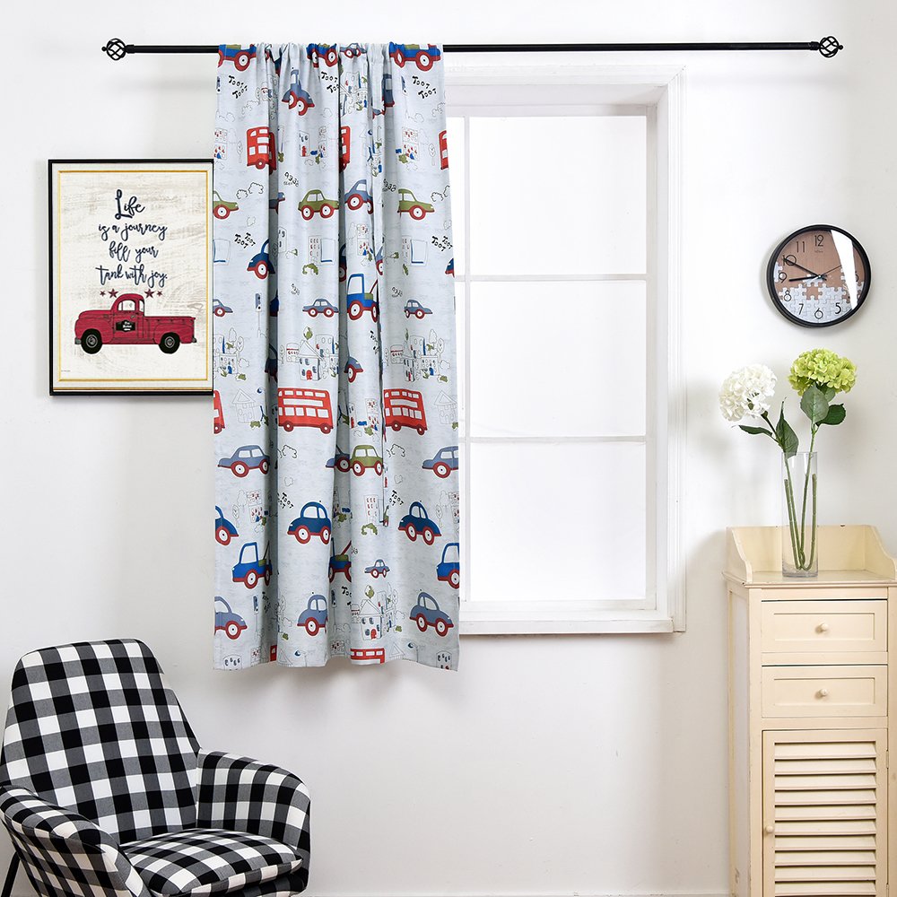 ELEOPTION Thermal Insulated Blackout Curtains for Small Windows - Car Pattern Design, 24