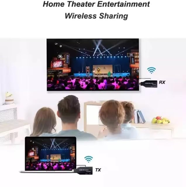 50M Wireless HDMI Extender - Plug & Play 1080P HD Transmitter & Receiver for Laptop to TV - Perfect for Home Theater, Gaming & Office Presentations