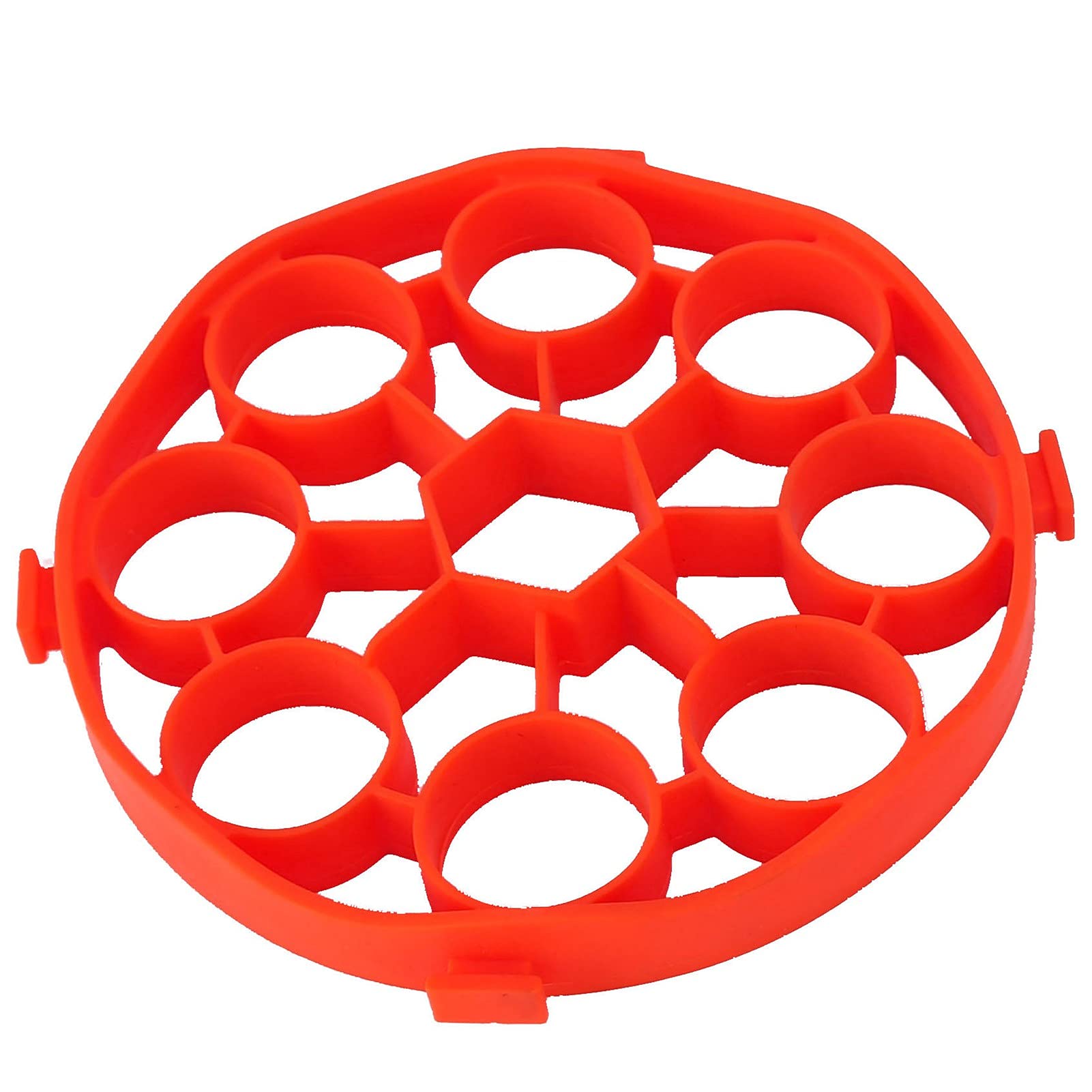Non-Stick Silicone Egg Steamer - 9 Hole Pressure Cooker Accessory with Heat-Resistant Handle, Egg Rack & Anti-Scalding Design for Perfect Hard/Soft Boiled Eggs - Ideal for Home Kitchen, Meal Prep & Healthy Cooking (Red)