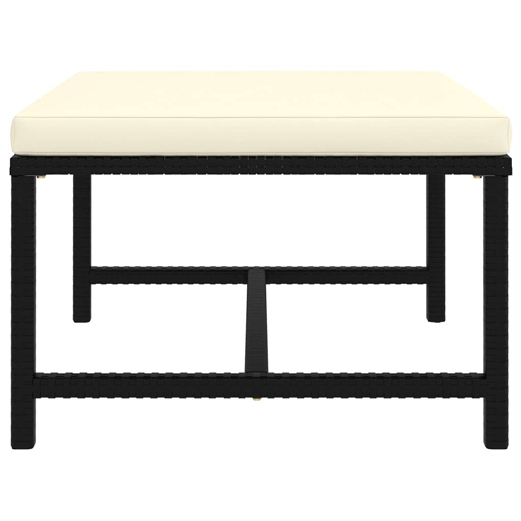 All-Weather Outdoor Rattan Ottoman Footstool with Cushion - 23.6