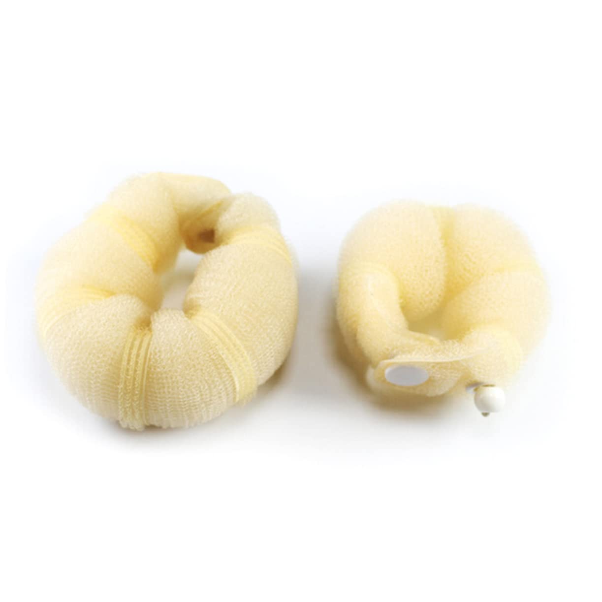 BIUDECO 2-Pack Donut Bun Maker for Women - Elastic Hair Ring & Bun Holder Tool for Perfect Hair Buns (Beige) - Great for Updos, Ponytails, and Everyday Hairstyles