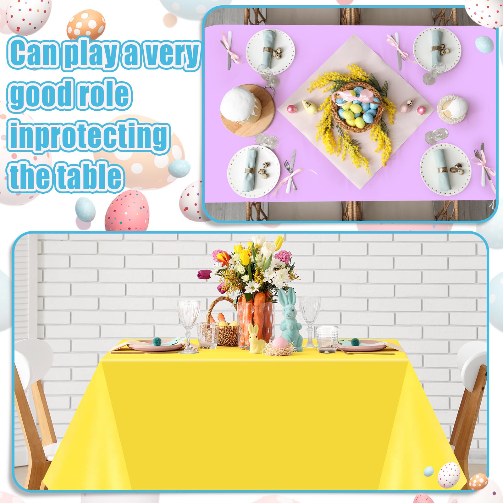 24 Pack Easter Tablecloths 54x72 Inch - Disposable Rectangle Table Covers for Holiday Party, Picnic, Outdoor Dining & Dinner Decorations (Candy Series) - Perfect for Easter Celebrations, Spring Gatherings & Family Meals