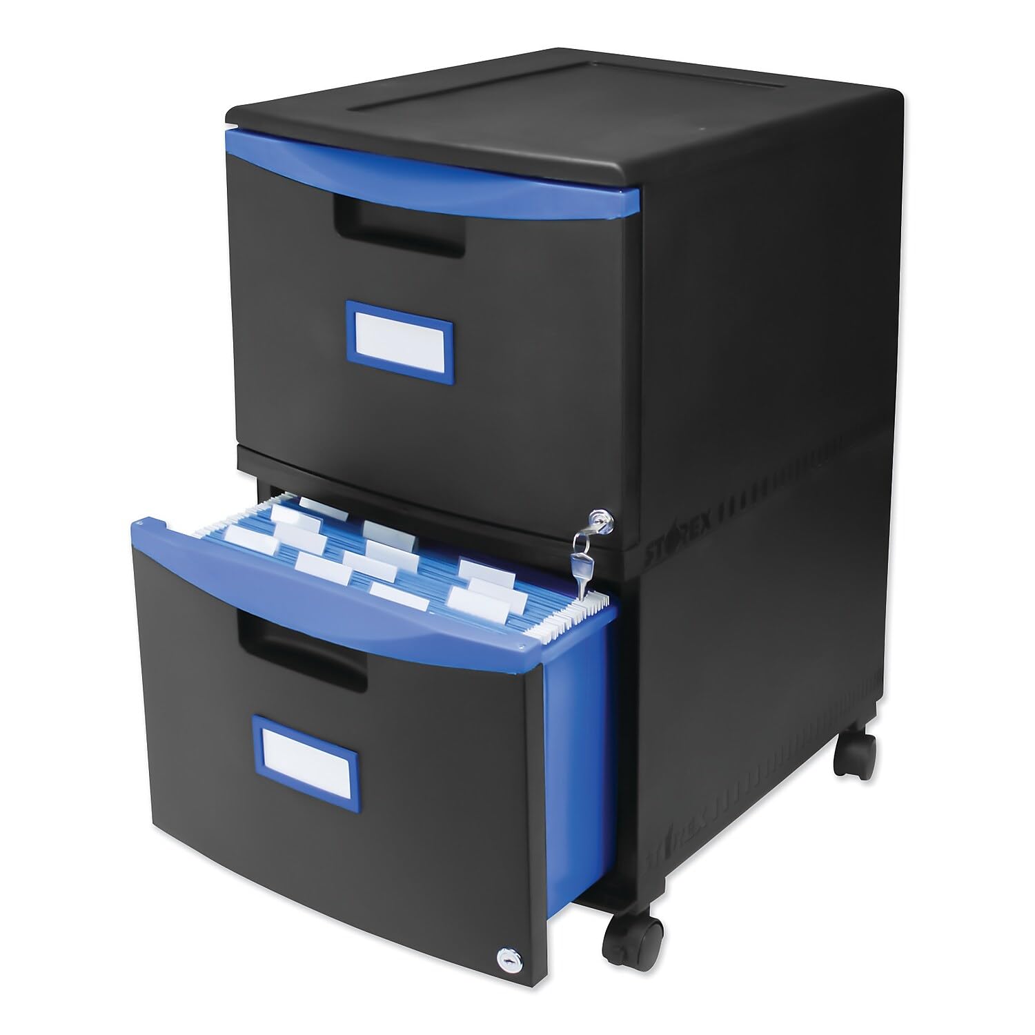 Storex 61314U01C Mobile 2-Drawer File Cabinet - 14.75