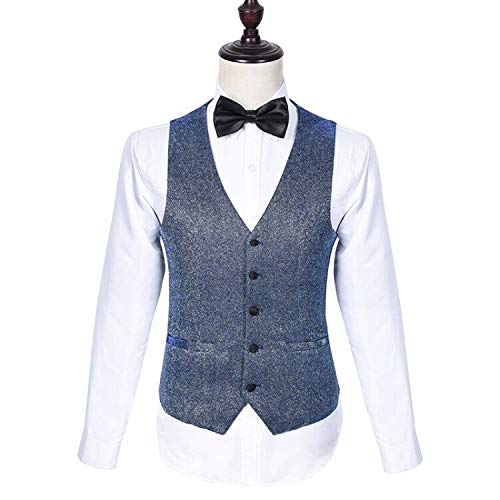 Men's Blue Slim Fit Shawl Lapel 3-Piece Suit Set with Blazer, Vest & Pants - Formal Tuxedo for Weddings, Prom & Business Events