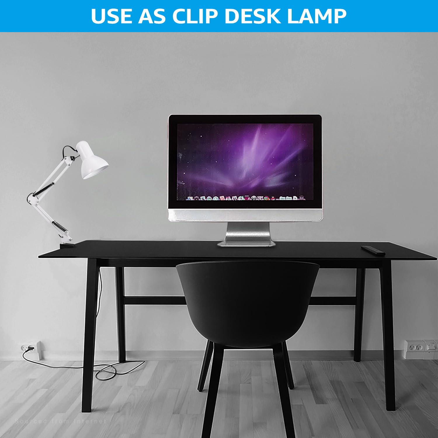 TORCHSTAR Adjustable Metal Desk Lamp with Clamp - Multi-Joint Swing Arm Architect Lamp, Flexible Gooseneck Table Light for Home Office, Study & Reading - E26 Base, White - Perfect for Workspaces, Dorm Rooms & Crafting Areas