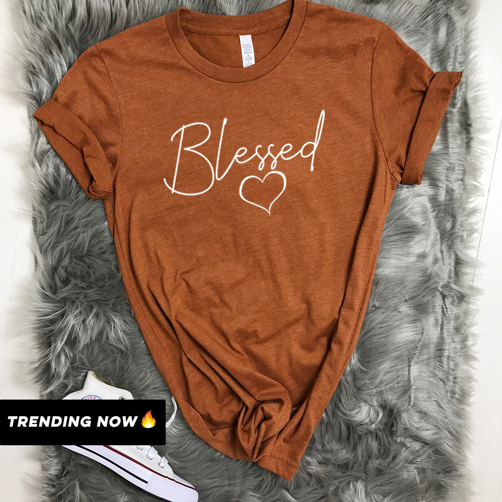 Blessed Heart Graphic T-Shirt for Men & Women - Trendy Christian Faith Apparel - Perfect for Church, Worship & Everyday Wear